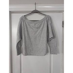 Project Social T Urban Outfitters Off the Shoulder Fleece Sweatshirt Gray Sz L